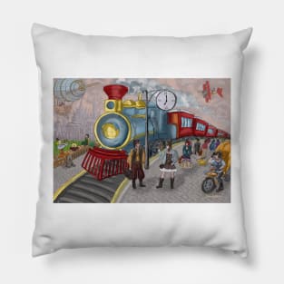 Steampunk scene Pillow