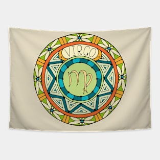 Virgo Zodiac Sign Colorful Birth Horoscope Circle Tapestry