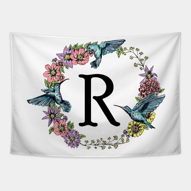 Monogram Hummingbirds Frame R Tapestry by rachelsfinelines