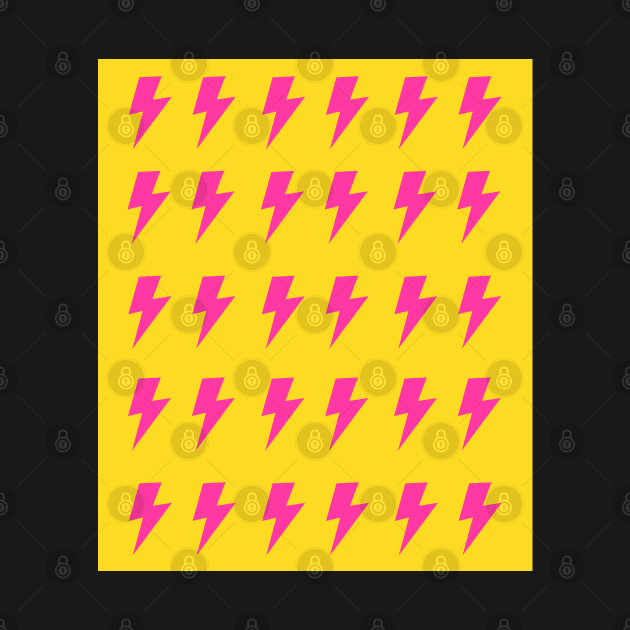 Hot Pink Lightning Pattern on Bright Yellow by OneThreeSix