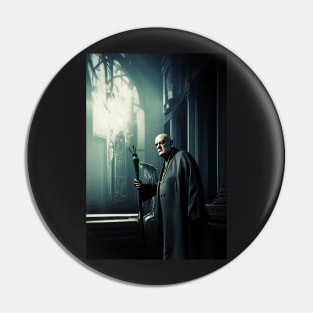 Copy of Aleister Crowley The Great Beast of Thelema in a Dark Magickal Palace Digital Art Pin