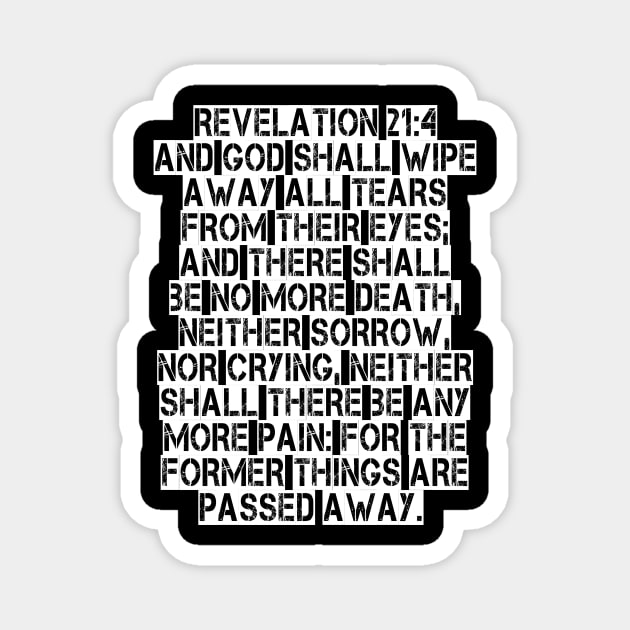 Revelation 21:4 King James Version Bible Verse Typography Magnet by Holy Bible Verses