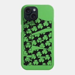 St Patricks Day Black Shamrock Typography Phone Case