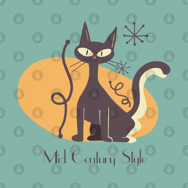 Mid Century Cat Illustration by MariOyama