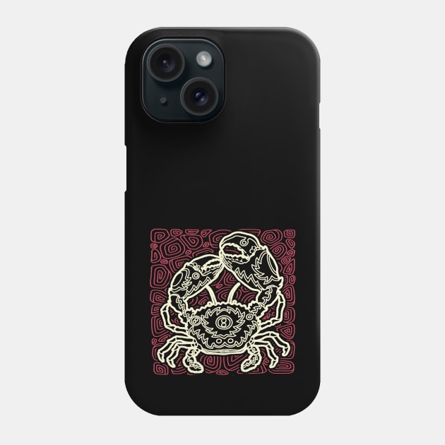 Tribal Animal Crab Ink Art Tattoo Retro Red White Phone Case by ebayson74@gmail.com