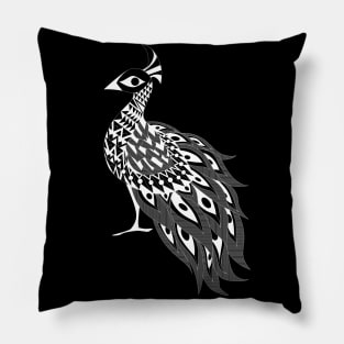 peacock bird in mandala ecopop pattern Pillow