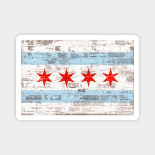 Chicago Flag on Brick Magnet