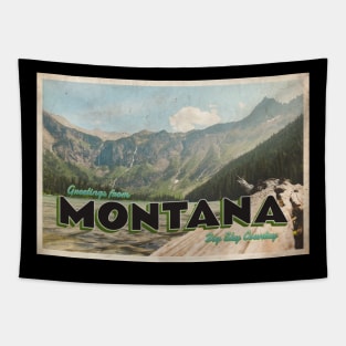 Greetings from Montana - Vintage Travel Postcard Design Tapestry