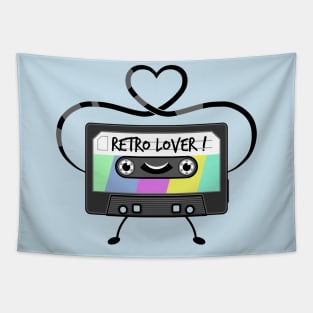 'Retro Lover!' Funny Cartoon Music Cassette Tape Tapestry