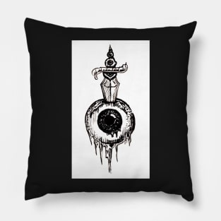 Eyeball, punk pen and ink design , tattoo inspired Pillow