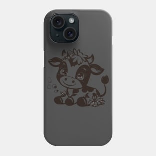 Cute Floral Cow With Daisy Flowers Fun Loving Nature Theme Phone Case