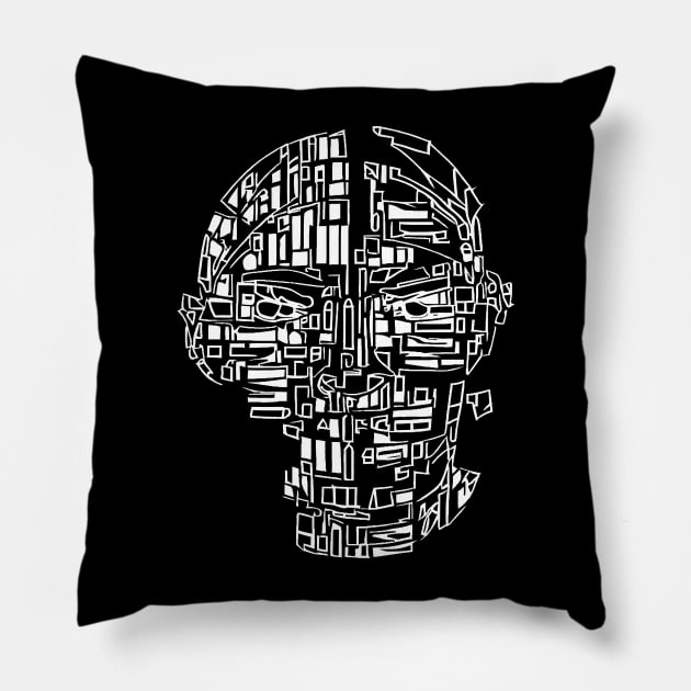 Surreal Futuristic Sci-fi Art Portrait Pillow by Jumitu-Art