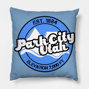 Park City Blue Circle Bubble Text Pillow