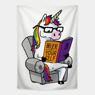 Unicorn Believe Yourself Self Affirmation Book Tapestry