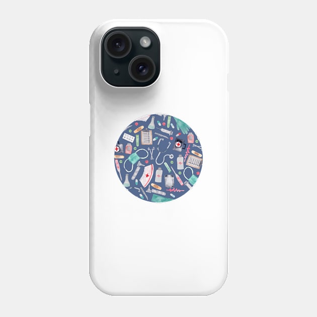 Medical Pattern | Doctor | Nurse | Watercolor | Navy Texture Phone Case by Harpleydesign