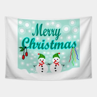 Merry Christmas with snowman Tapestry