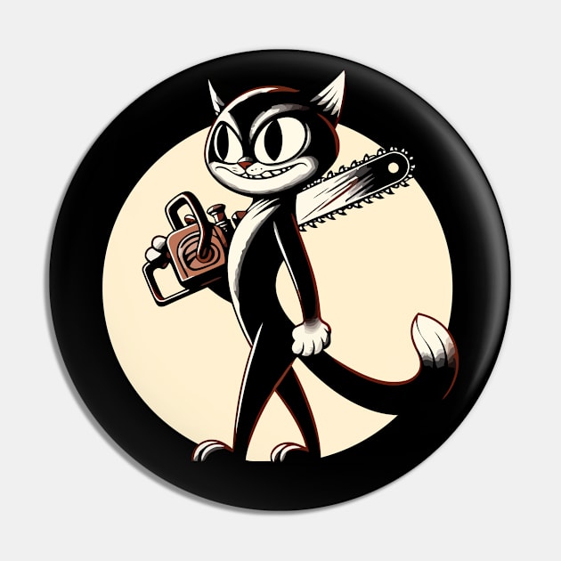 Cat carrying a chainsaw Pin by Art_Boys