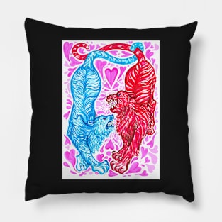 Psychedelic Snarling Tigers Pillow