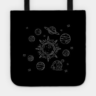 Hand Drawn Planet In Dark Space Awesome Large Planets Tote