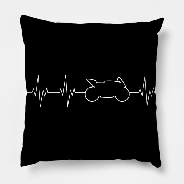 Heartbeat Riding A Motorcycle Pillow by Hariolf´s Mega Store