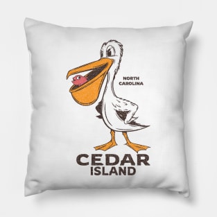 Cedar Island, NC Summertime Vacationing Pelican & Fish Pillow