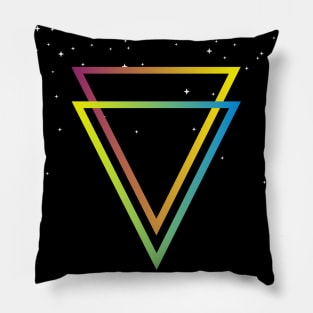 RETRO TRIANGLES WITH STARS IN THE UNIVERSE Pillow