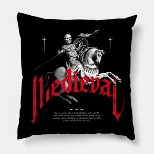 Vintage Medieval Skeleton on Horse | Vintage | Dark Fantasy Pillow