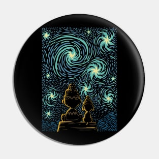 Starry Winter Night - A Tribute to Friendship and Togetherness, Van Gogh Style Pin