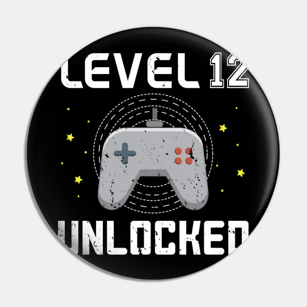 Level 12 Unlocked Gamer - Gift 12 Year Old 12th Birthday Pin by giftideas