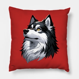 Stunning and Cool Icelandic Sheepdog Monochrome and Gold Portrait for Father's Day Pillow