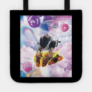 Space Panda Riding Cow Unicorn - Taco & Donut Tote