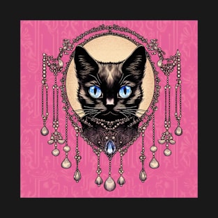 Black Cat Pink Theme T-Shirt