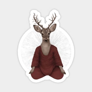 meditating deer - red Magnet