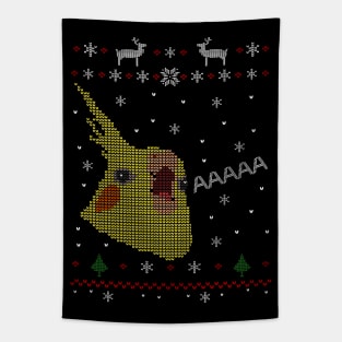 Cockatiel ugly Christmas sweater #2 Tapestry