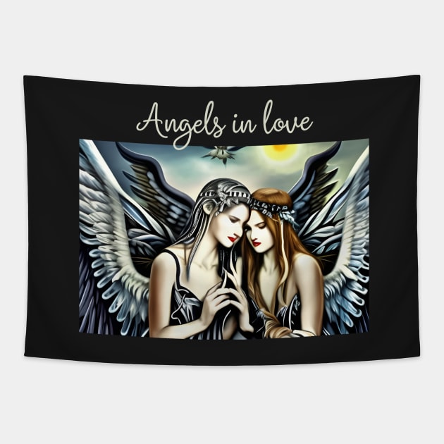 Angels in love Tapestry by FineArtworld7