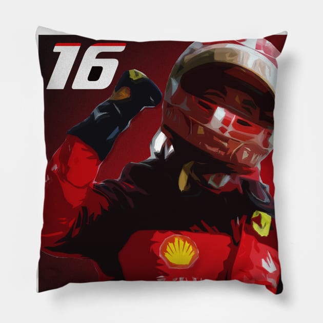 Charles Leclerc 16 F1 Pillow by VictorVV