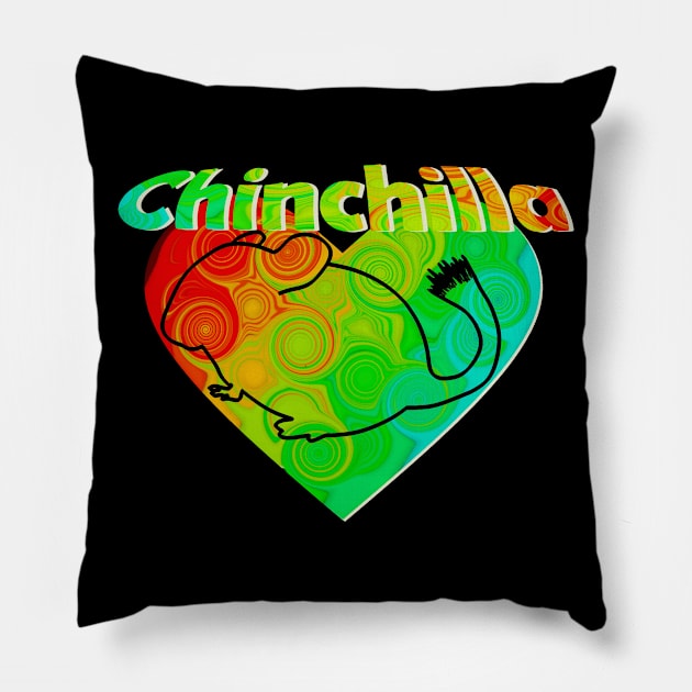 Chinchilla with heart gift animal lover rodent Pillow by Littlelimehead