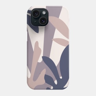 Abstract Organic Leaves Grey and Cream Phone Case