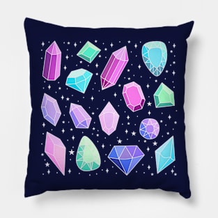 Cute colorful magical crystals and gems illustration Pillow