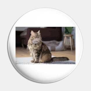 Maine Coon Cat Digital Painting Pin
