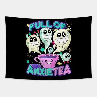 Cute Kawaii Teacup Full of Anxiety Anxietea Pastel Goth Tapestry