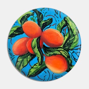 mandarin on blue background Pin