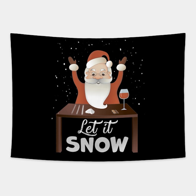 Let It Snow Cool Cocaine Santa Tapestry by magazin