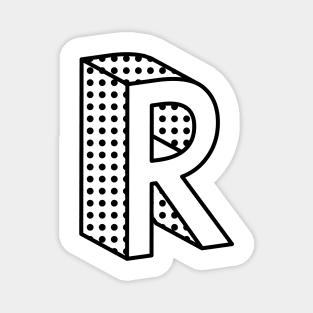 3D Ben Day Dot Isometric Letter R Magnet