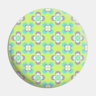 Floral Retro Neck Gator Aqua Purple and Green Retro Floral Pin