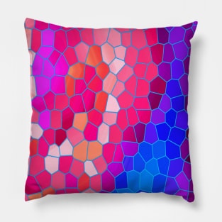 Pink Purple Blue and Magenta Abstract Art Mosaic Pattern Pillow