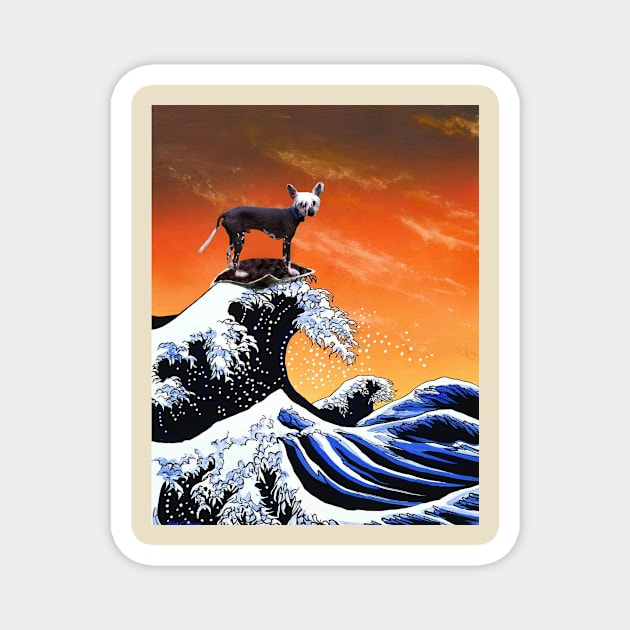 Chinese crested dog Surfing Magnet by Tom Tom + Co