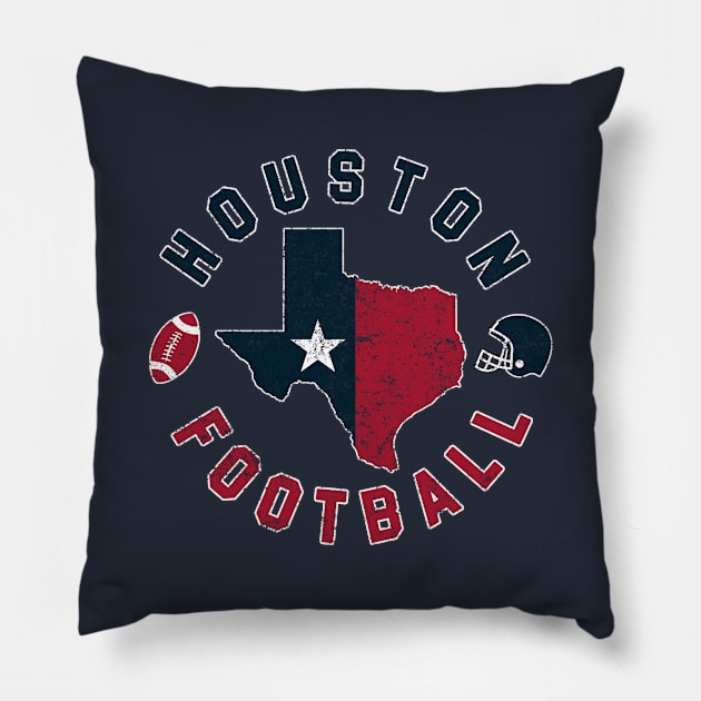 Vintage Houston Football Texas Map For Gameday Pillow by Hong Lien 