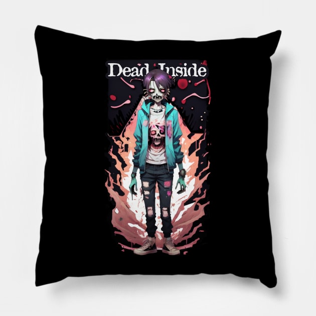 Dead Inside Teenage Zombie Pillow by DeathAnarchy