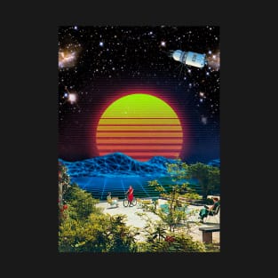 Synthwave space vintage retro collage #1 — vintage retro space collage art T-Shirt